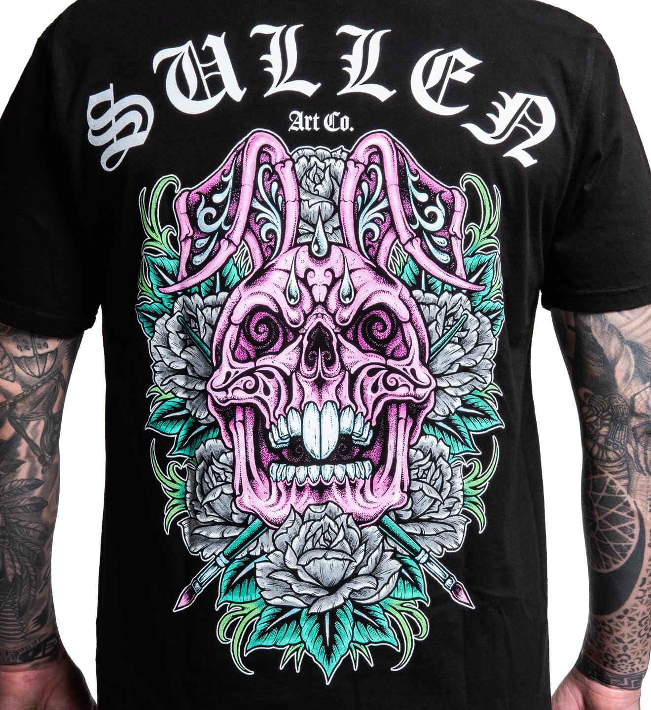 Sullen Herren-T-Shirt mit Totenkopf-Hase 26, Osterkapsel, Tattoo, Lifestyle-Grafik, Premium-Baumwolle, kurzärmelig
