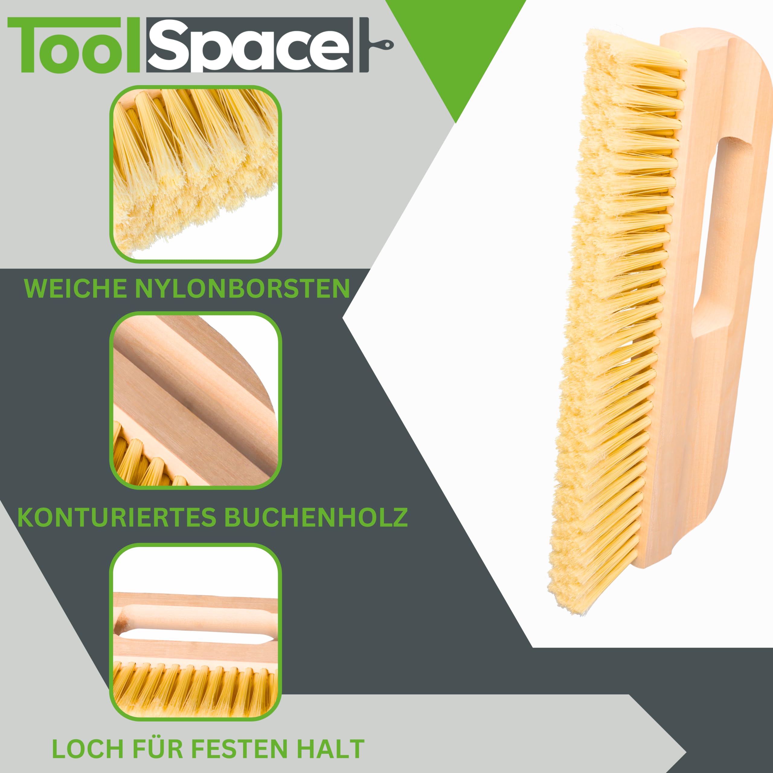 ToolSpace Wallpaper Brush 30cm Narrow with Handle, Wooden - Image 3