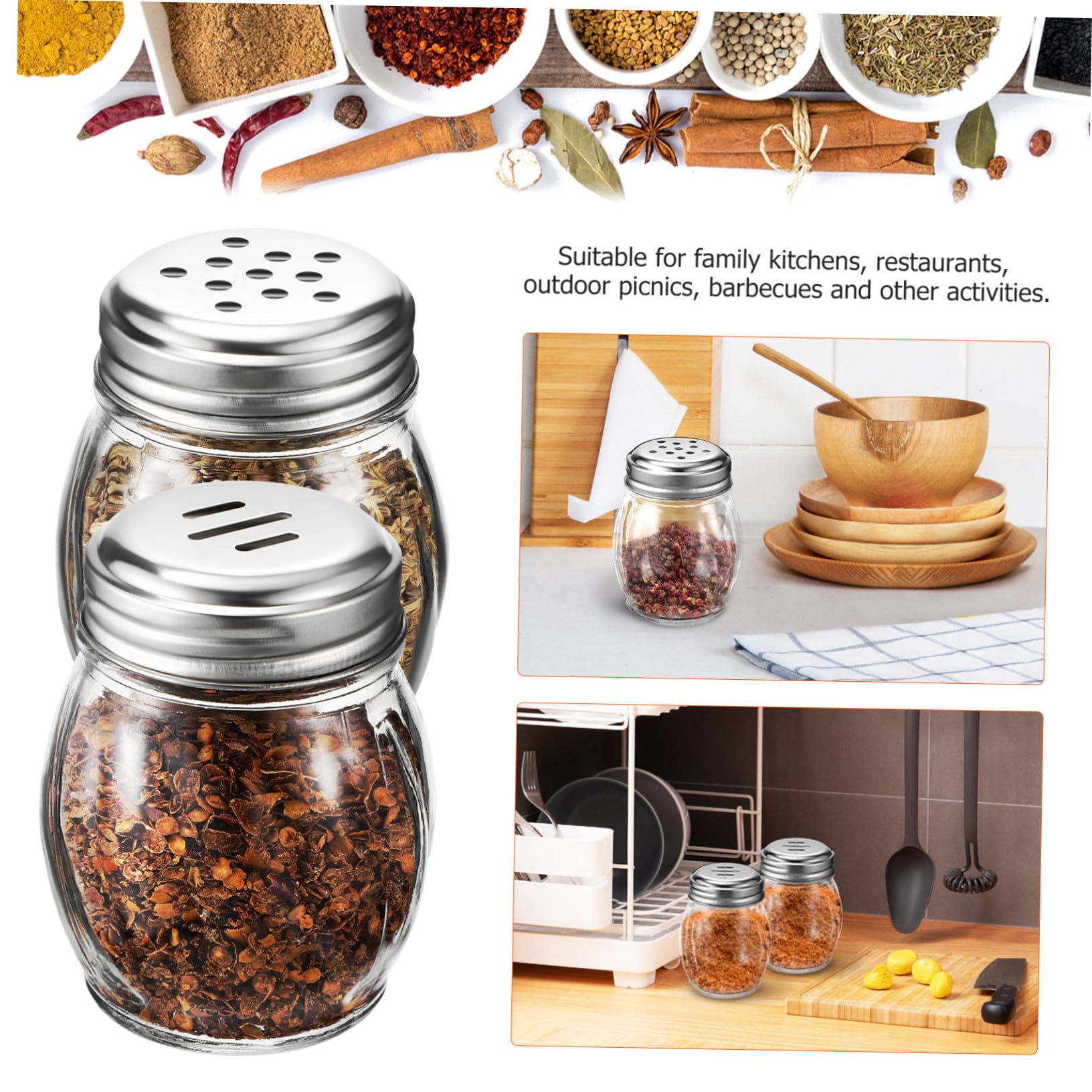 Saleros y Pimenteros Pequeños de Vidrio 150 Ml, 10 Piezas para Barbacoa
