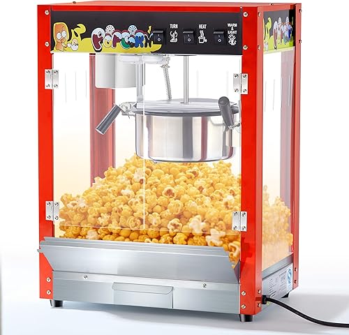 Máquina para hacer palomitas de maíz, hervidor de 10 onzas, 1300 W para 60 tazas por lote, máquina de palomitas de maíz para cine con control de 3
