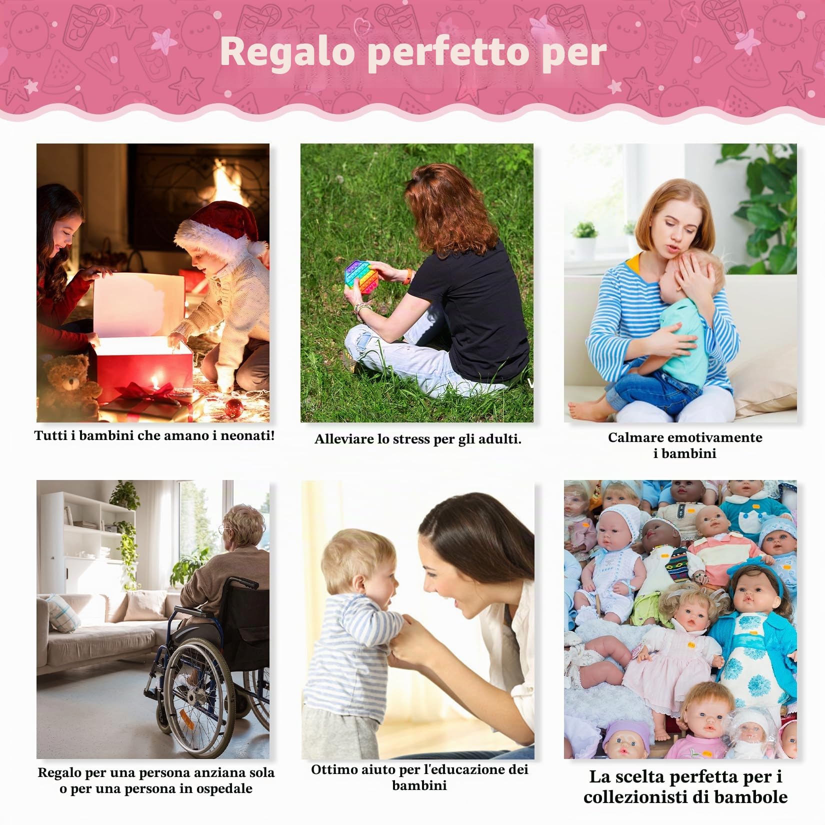 Vollence 36 cm Bambola in Silicone per Bambini, Un Regalo Speciale per Compleanni e Natale per Bambini e Neonati - Ragazza