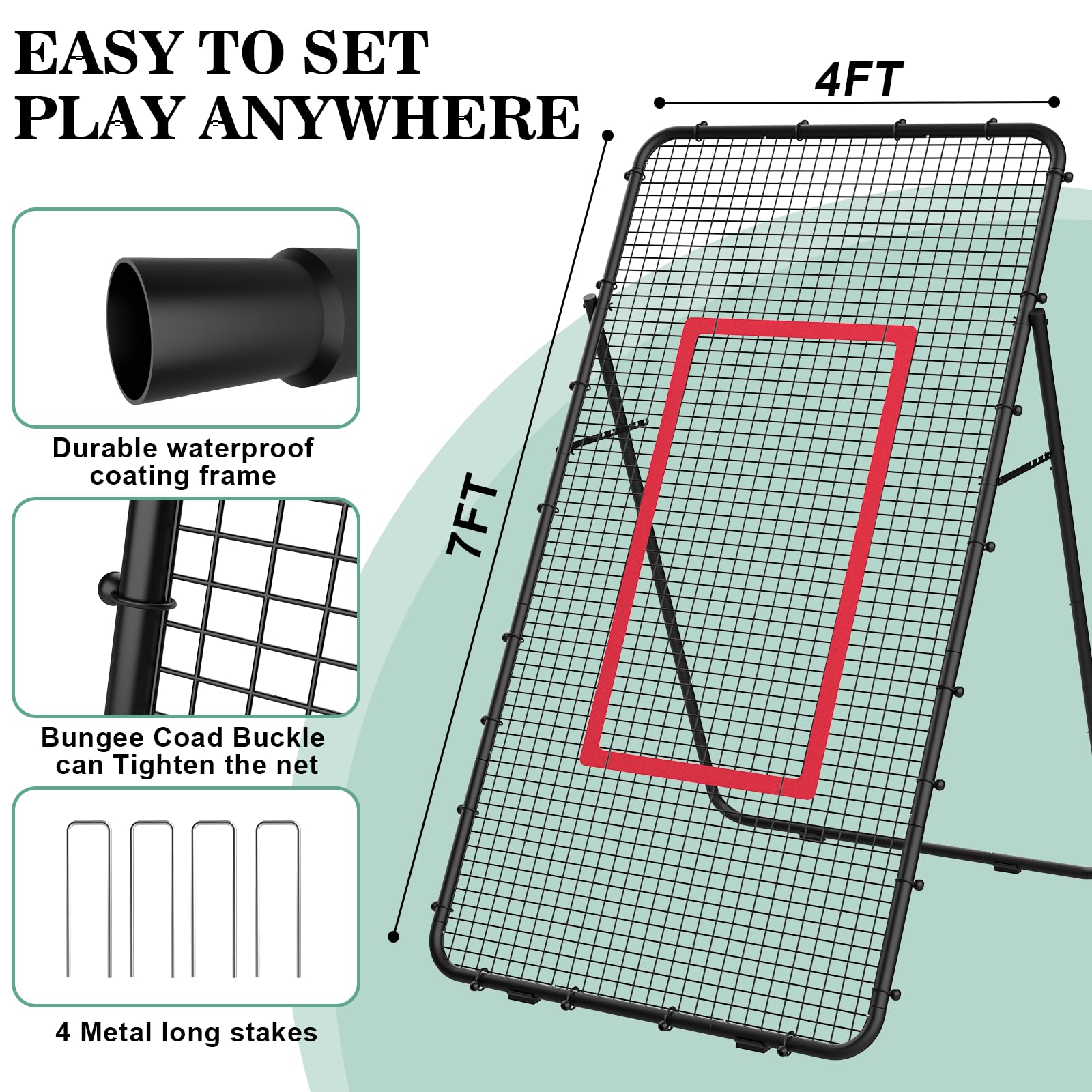 Volleyball Rebounder Netz 1.2M x 2.2M Fußball-Rebounder mit Ziel verstellbarem Winkel Trainingsgerät