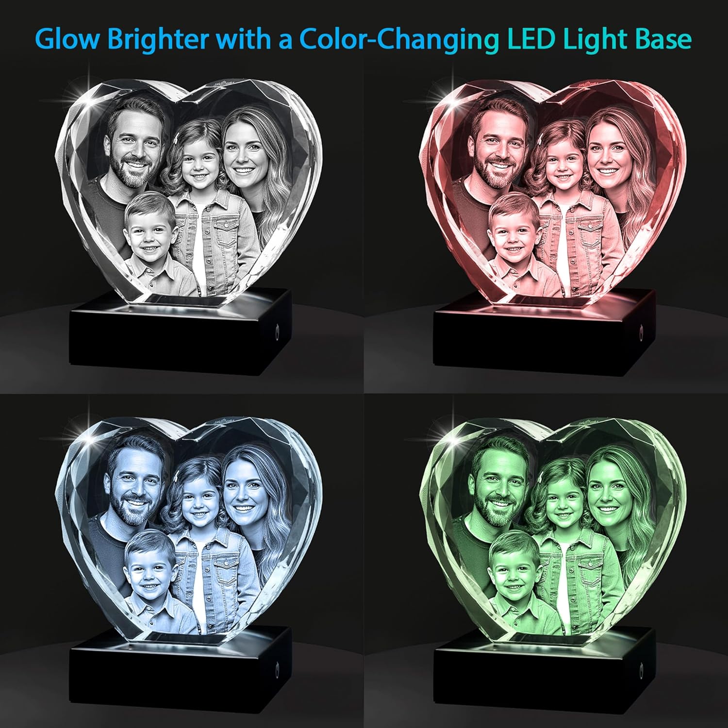 ArtPix 3D Crystal Photo, Valentines Day Personalized Gifts for Women, Wife, Men, Her, Him, Great V-Day Custom Gift With Your Own Photo, Customized Glass 3D Laser Etched Picture Wedding - Heart - Image 7