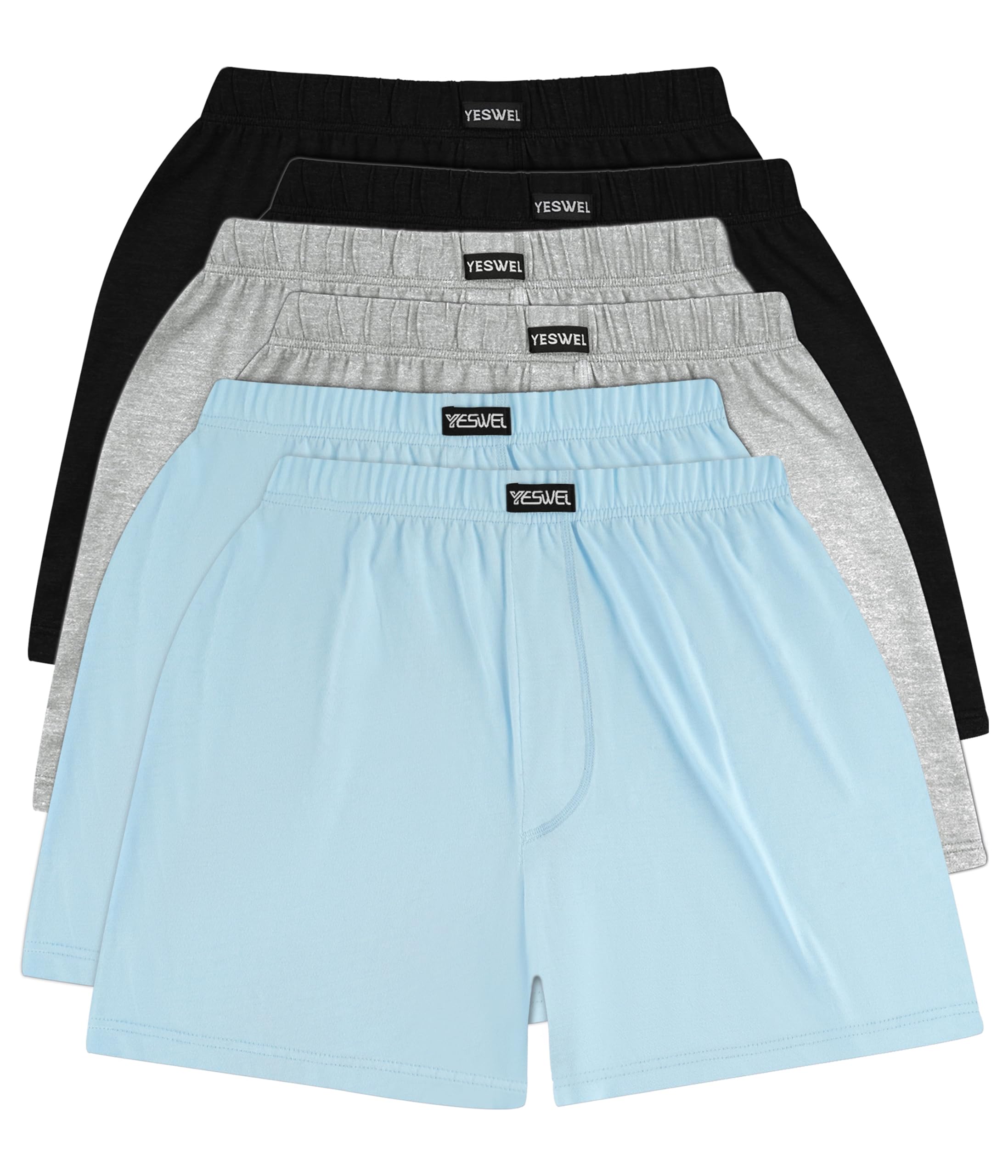 YESWEL Baumwoll Boxershorts Herren, Weite Unterhosen im Multipack | Maschinenwaschbar, elastischer Bund