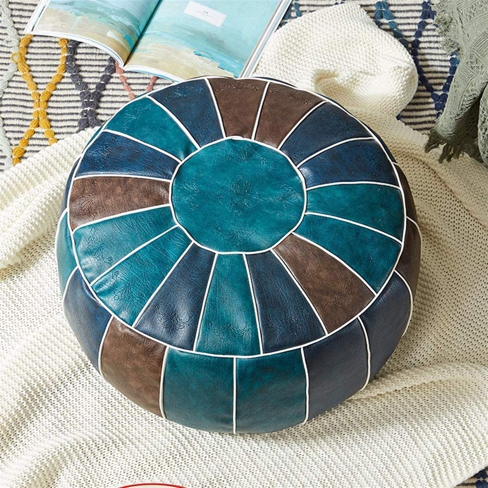 Pouf en simili cuir facile à nettoyer pour s'asseoir au salon ou jardin