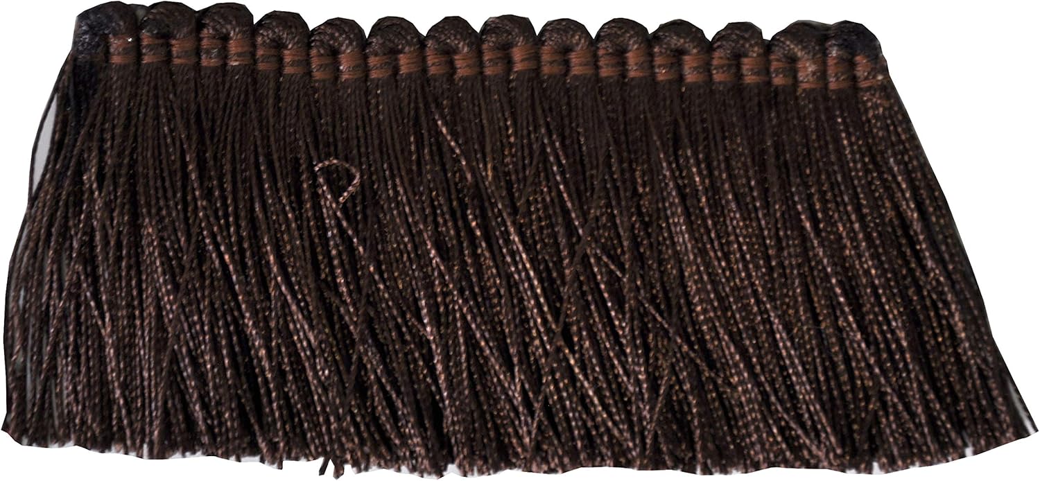 Milante Collection 2 Inch Brush Fringe -BF-1480-11/06 Dusty Blue and Brown - 25 Yard roll