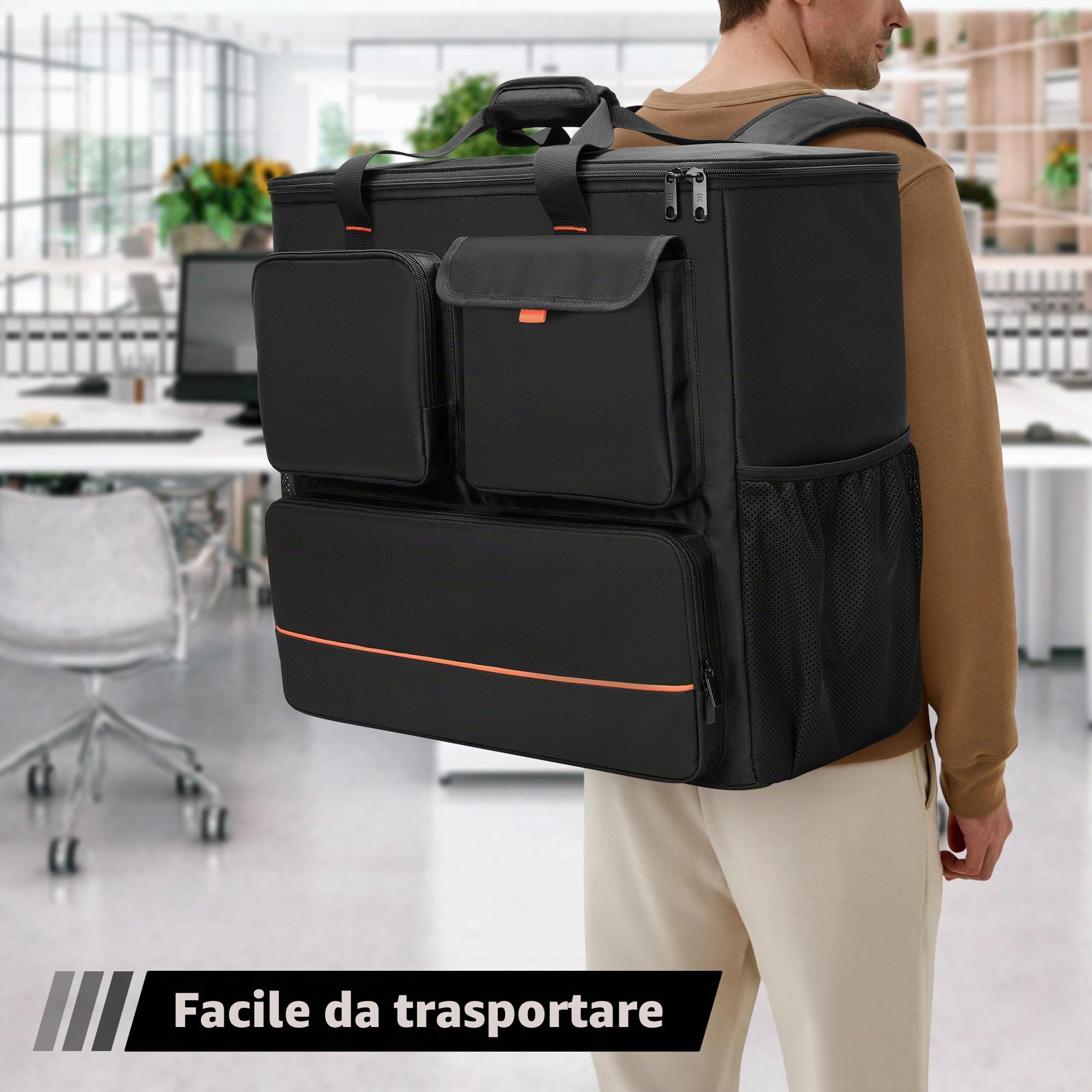 Trunab Borsa da Trasporto per PC Torre con Tasche Multiple, Zaino per PC Desktop, Custodia da Viaggio per Tastiera, Cavo, Mouse e Cuffie (Design Brevettato)