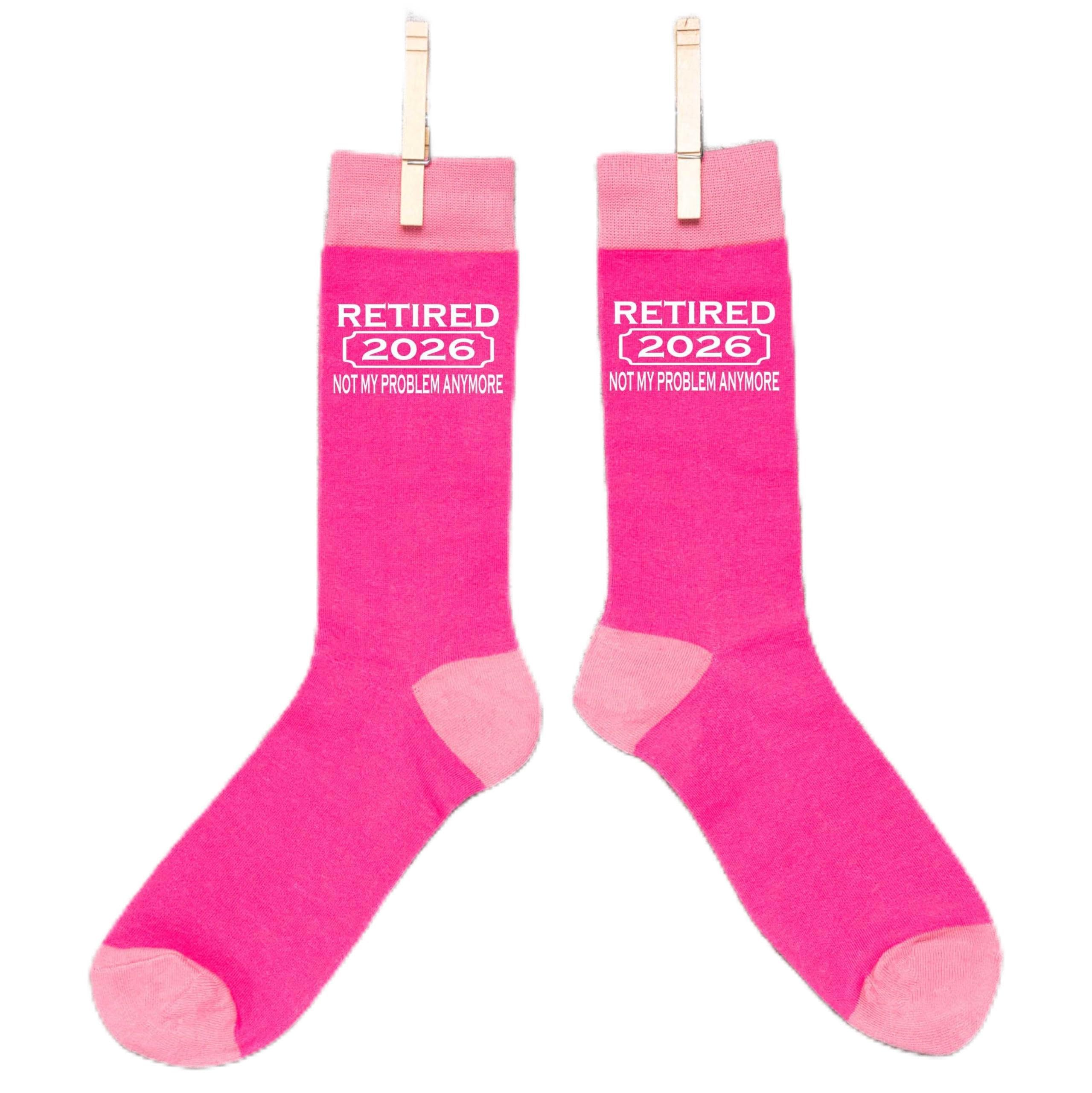 Print4U I Retired In 2026 Ladies Pink Funny Socks Novelty Retirement Gift