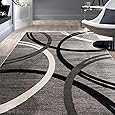 Rugshop Modern Wavy Circles Design Area Rug 10' x 14' Brown