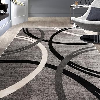 Rugshop Modern Wavy Circles Design Area Rug 10' x 14' Brown
