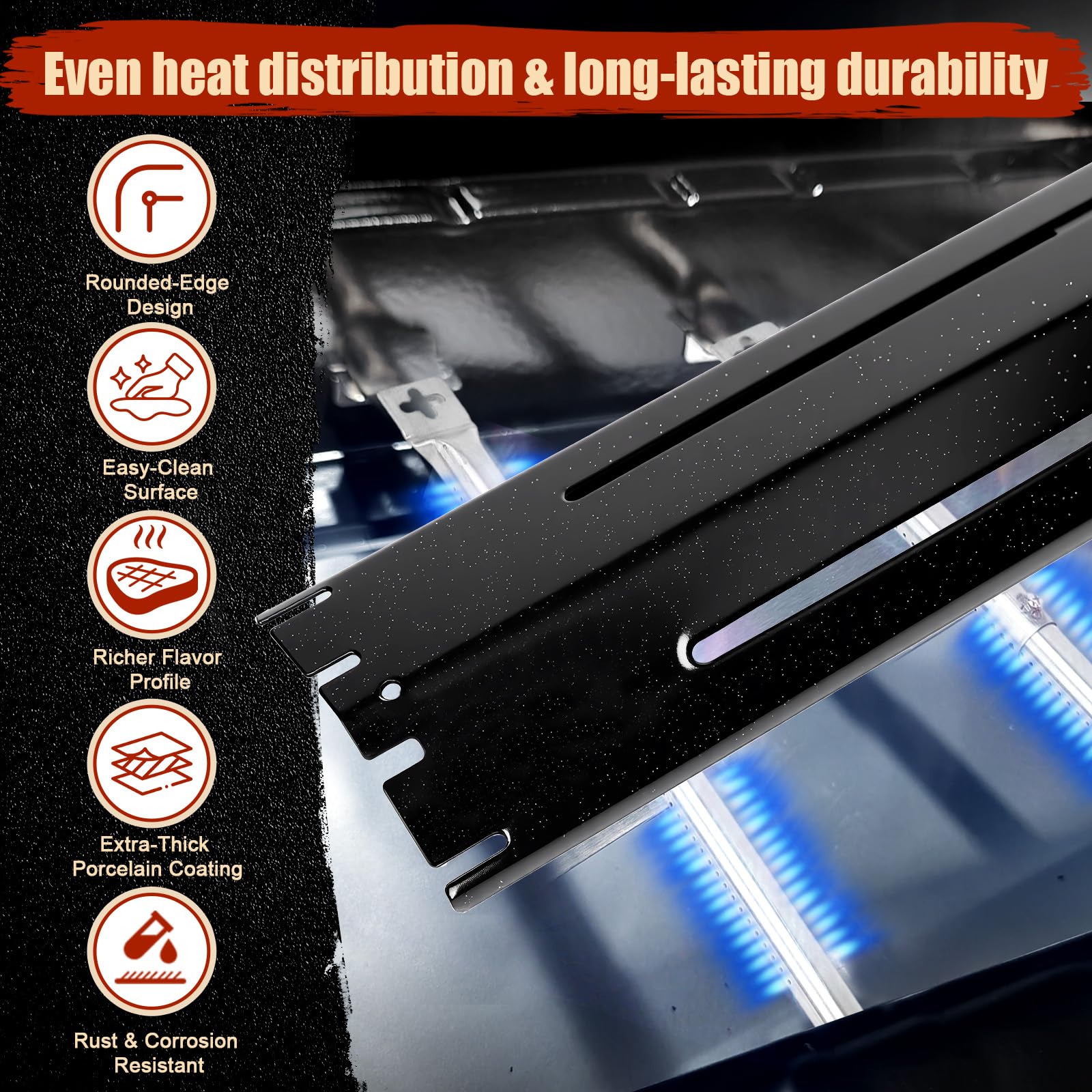 Denmay Regolabile Barre Flavorizer per Griglia Barbecue a Gas 29,85-53,34CM Acciaio Porcellana Smaltata 3 Pezzi