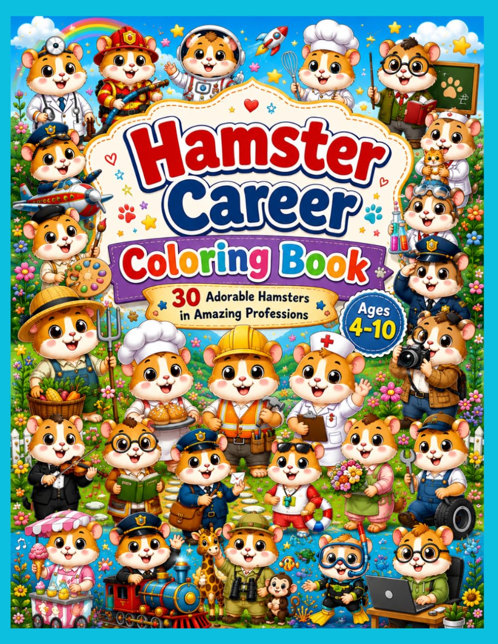 Hamster Career Coloring Book: 30 Adorable Hamsters in Amazing Professions