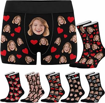 Artsadd Custom Mens Boxer Briefs Customized Funny Underwear Personalized Boxers Gifts for Boyfriend Husband Him