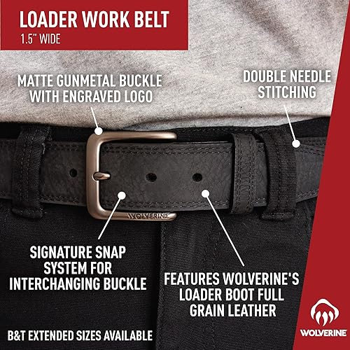 Miniatura 4 de Wolverine Men's Full Grain Leather Work Belt Workwear Heavy Duty Utility Rugged Durable Metal Buckle