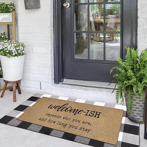 Miniatura 6 de JJUUYOU Felpudo grande para pasillo, tapete de bienvenida para puerta principal, exterior, entrada, divertido tapete de bienvenida-ish de 18 x 47