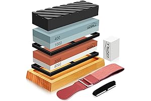 Knife Sharpening Stone Set, HMPLL Whetstone Knife Sharpener Stone Set 4 Side Grit 400/1000 3000/8000