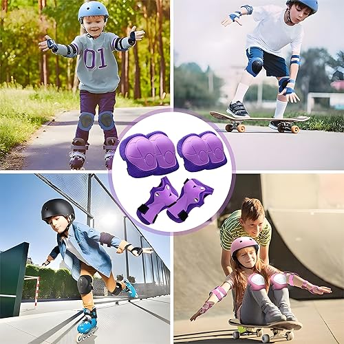 Miniatura 4 de Inkidio Rodilleras para niños, juego de protección de unicornio, rodilleras y coderas con protector de muñeca para niñas y niños, patines en línea,