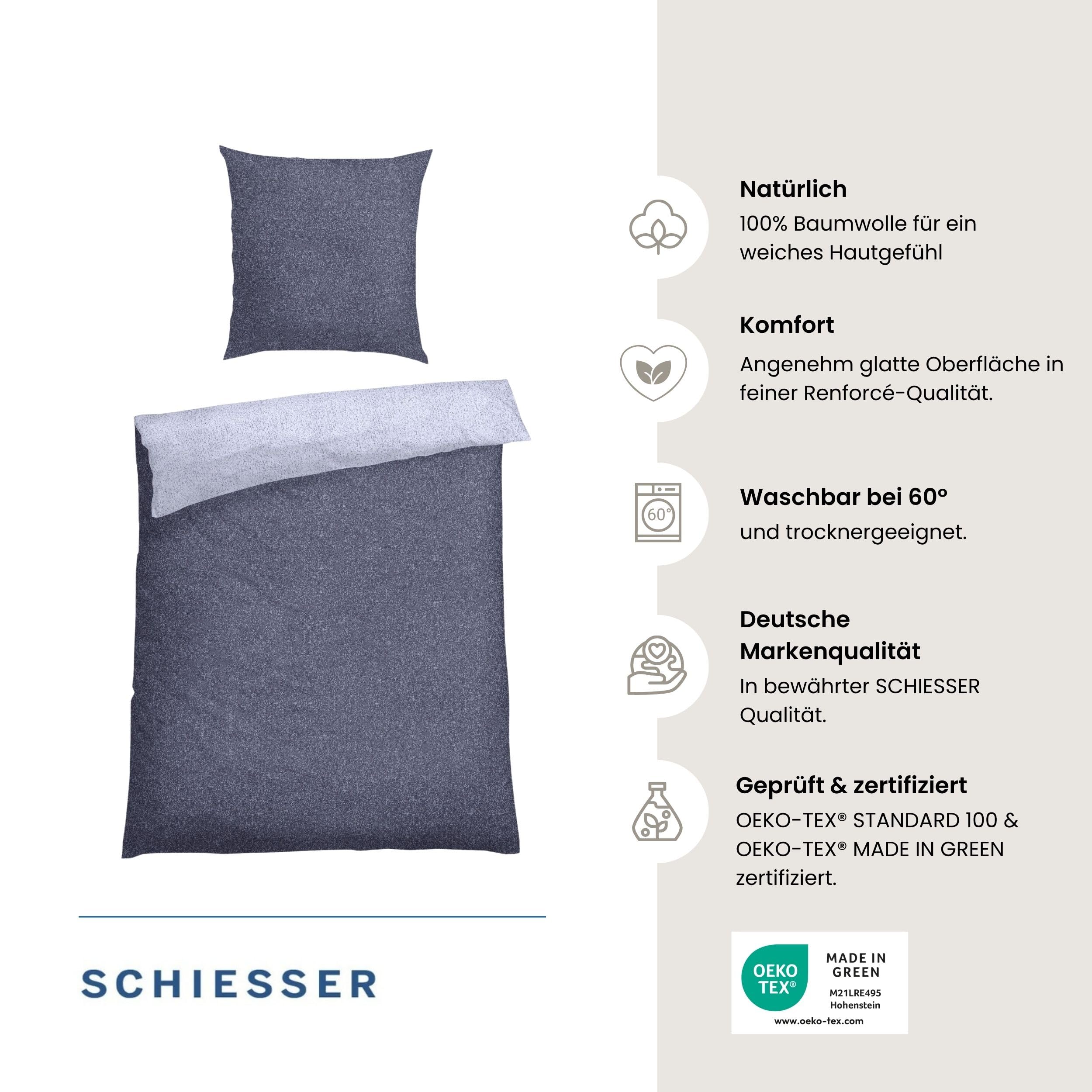 Schiesser Bettwäsche 135x200 cm | 100% Baumwolle | Plum | Zweifarbig