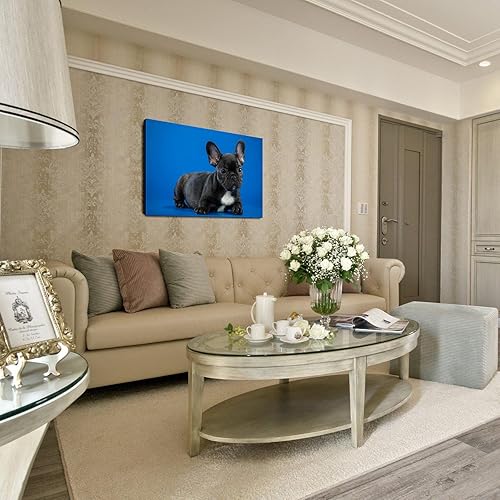 Miniatura 6 de Póster grande de Bulldog francés negro para cachorros, impresiones en lienzo, arte de pared para decoración de oficina en casa con marco de 42 x 24