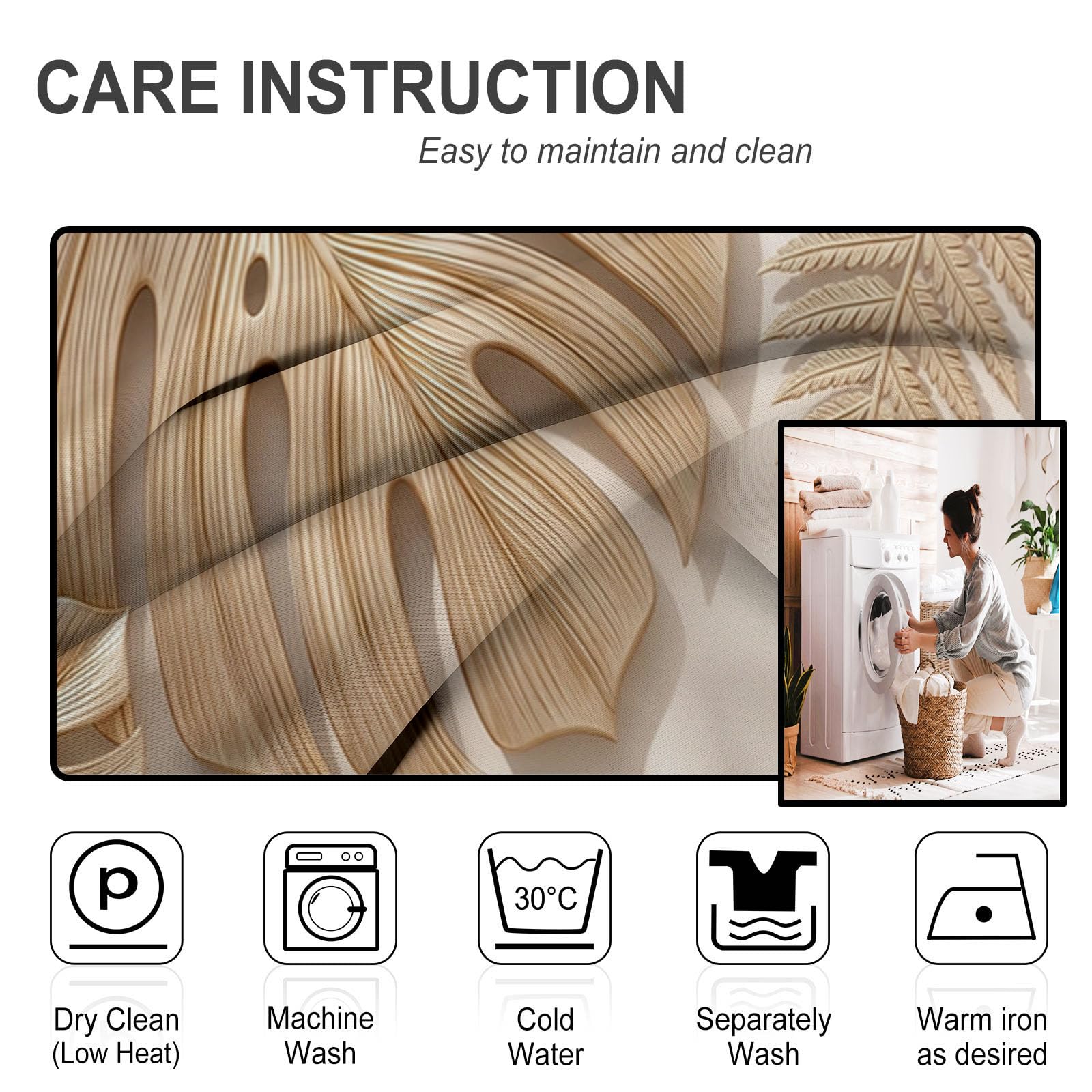Farnblattmuster Vorhänge, Pflanzennatur Verdunkelungsvorhang - Beige Vorhang Blickdicht, Thermovorhang Für Schlafzimmer Gardinen Mit Ösen, H140 X B90 cm (2Er Pack)