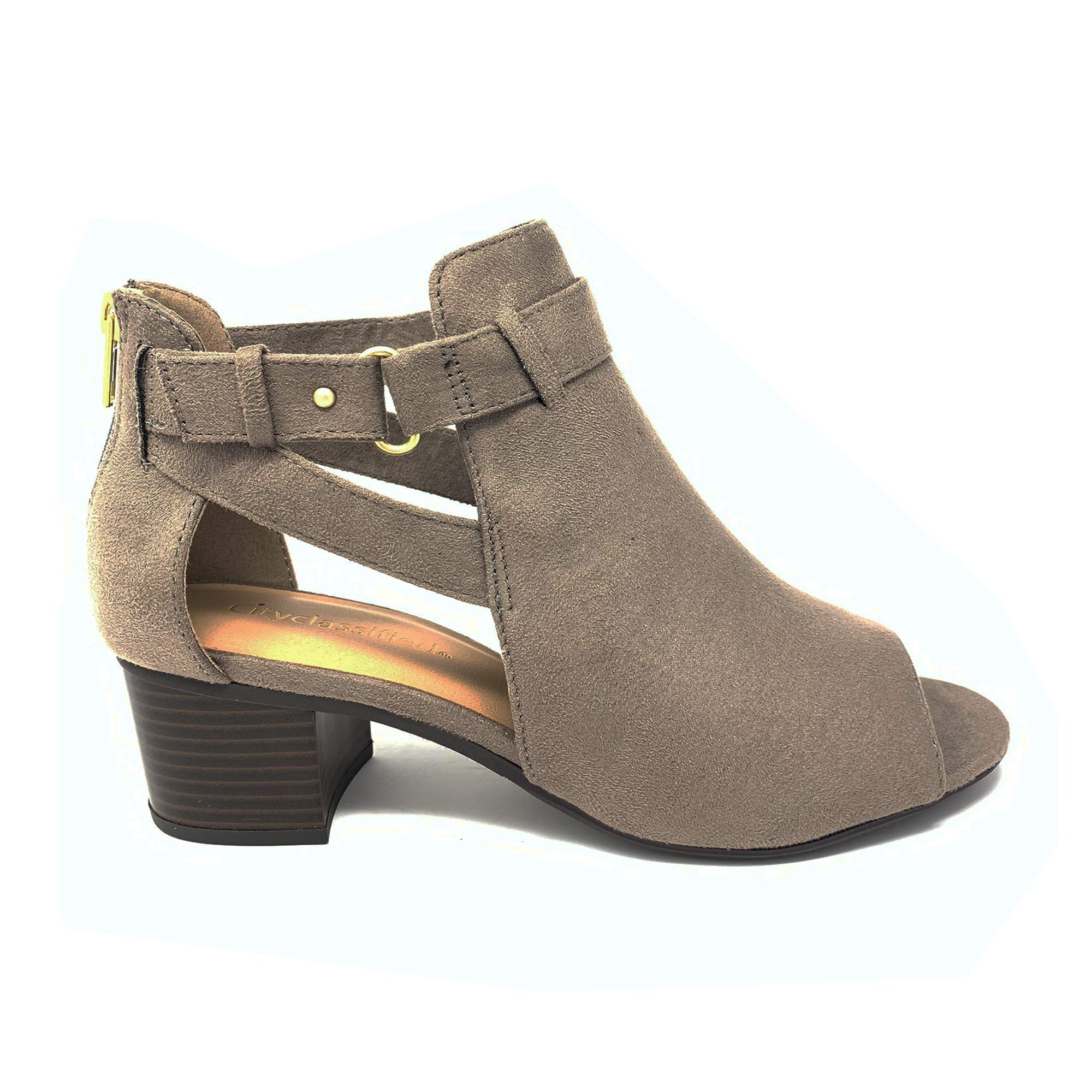 City Classified Invest Women's Fashion Cutout Side Strap Heeled Ankle Sandal Booties