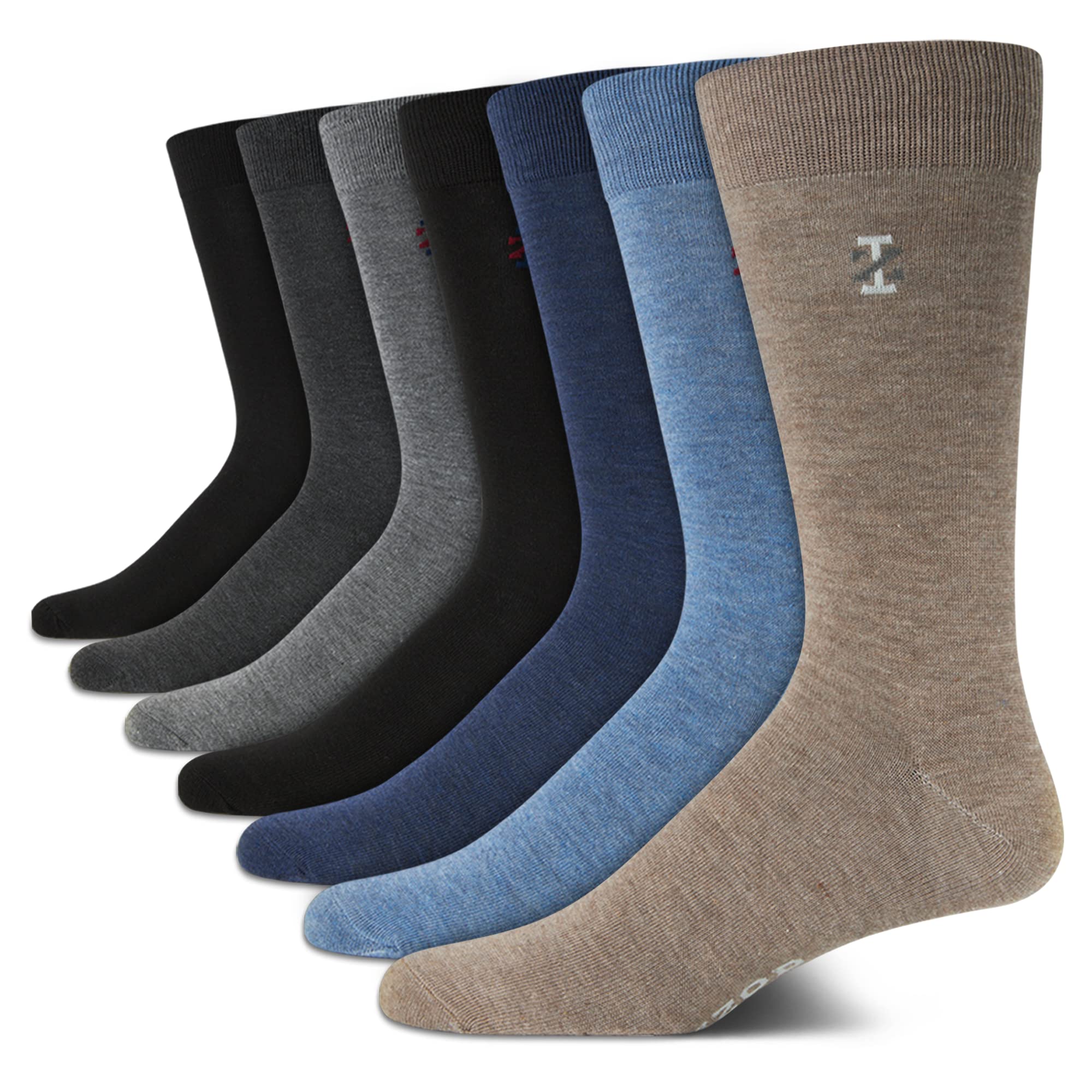 IZOD Mens Dress Socks - 7 Pack Lightweight Moisture Wicking Stay Up Cuffed Crew Socks for Men for
