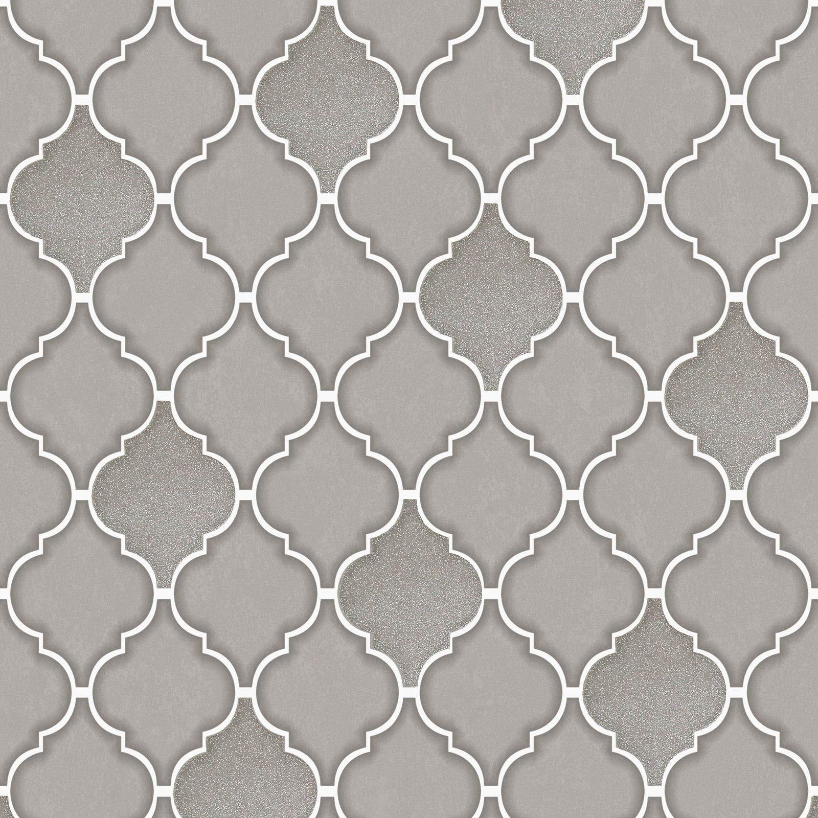 Charcoal Trellis Tile Wallpaper Embossed Vinyl Glitter Kitchen & Bathroom Holden