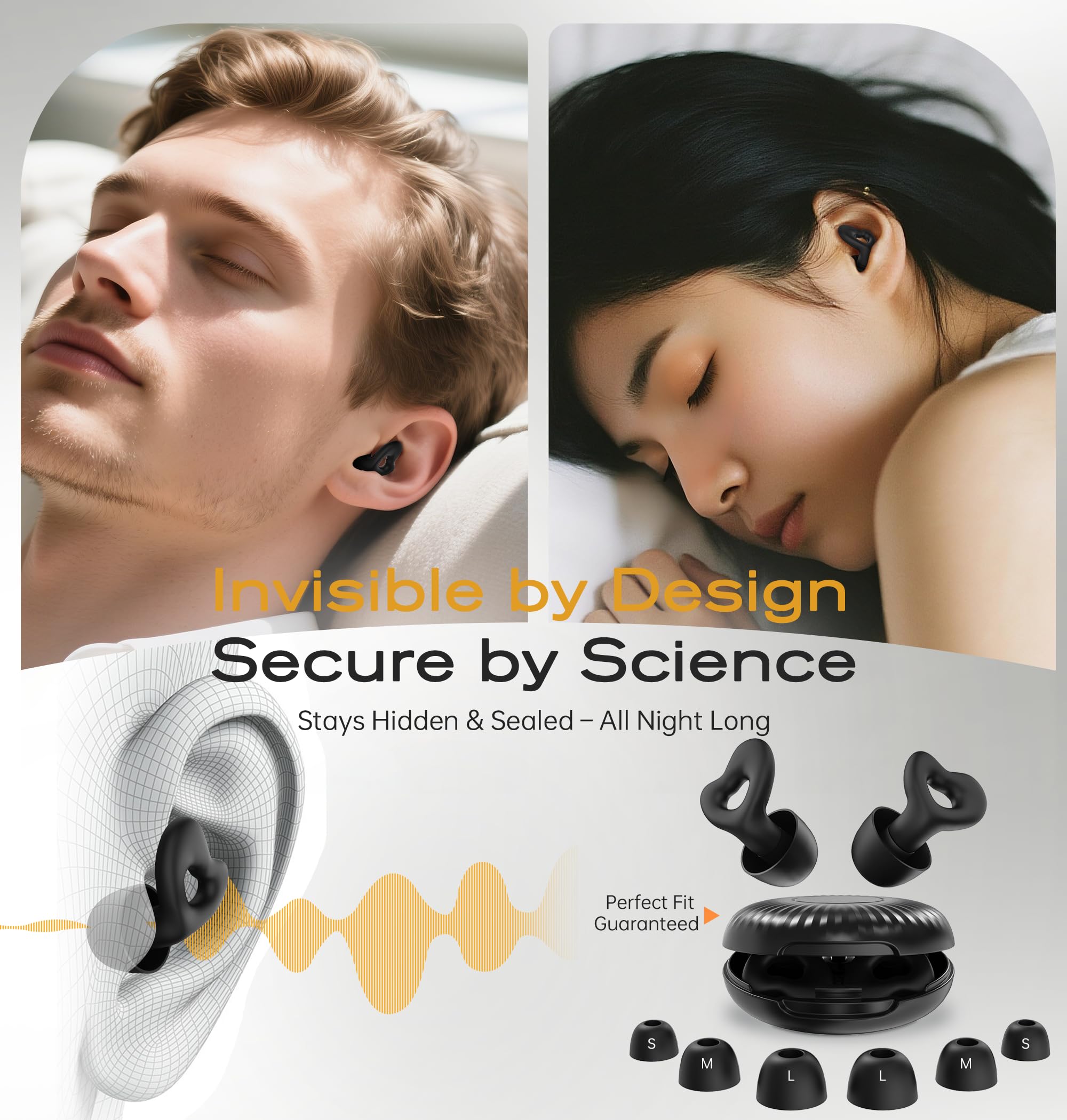 Ear Plugs for Sleeping Noise Cancelling, Soft Silicone Earplugs for Side Sleepers, 45dB Reusable Noise Reduction Ear Plugs with 8 Ear Tips, Hearing Protection for Concerts and Travel