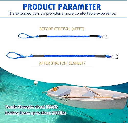 Miniatura 4 de NIUTRIP Cuerda elástica para muelle con clip de acero inoxidable, cuerda de amarre con flotador de espuma para muelle, kayak, embarcación, SeaDoo,