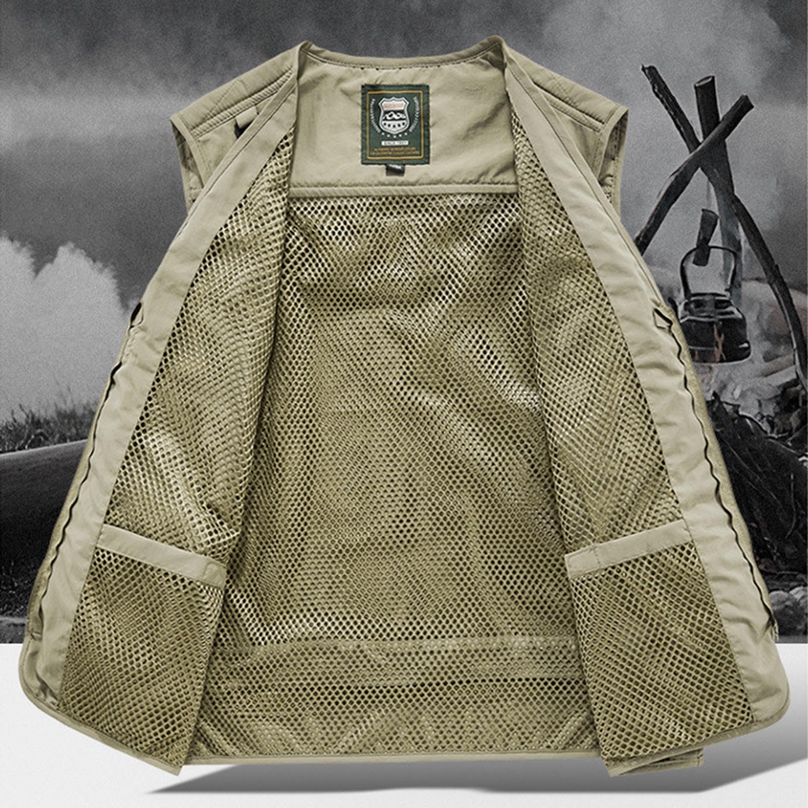Tactical Vest for Men, Outdoor Work Safari Fishing Vests,Summer Lightweight Utility Cargo Jacket with Multi Pockets — view 4