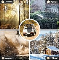 Vista 5 de Cubierta de neumático de repuesto para remolque de caravana, cubierta de rueda de cuero impermeable con bandera de Estados Unidos, cubierta