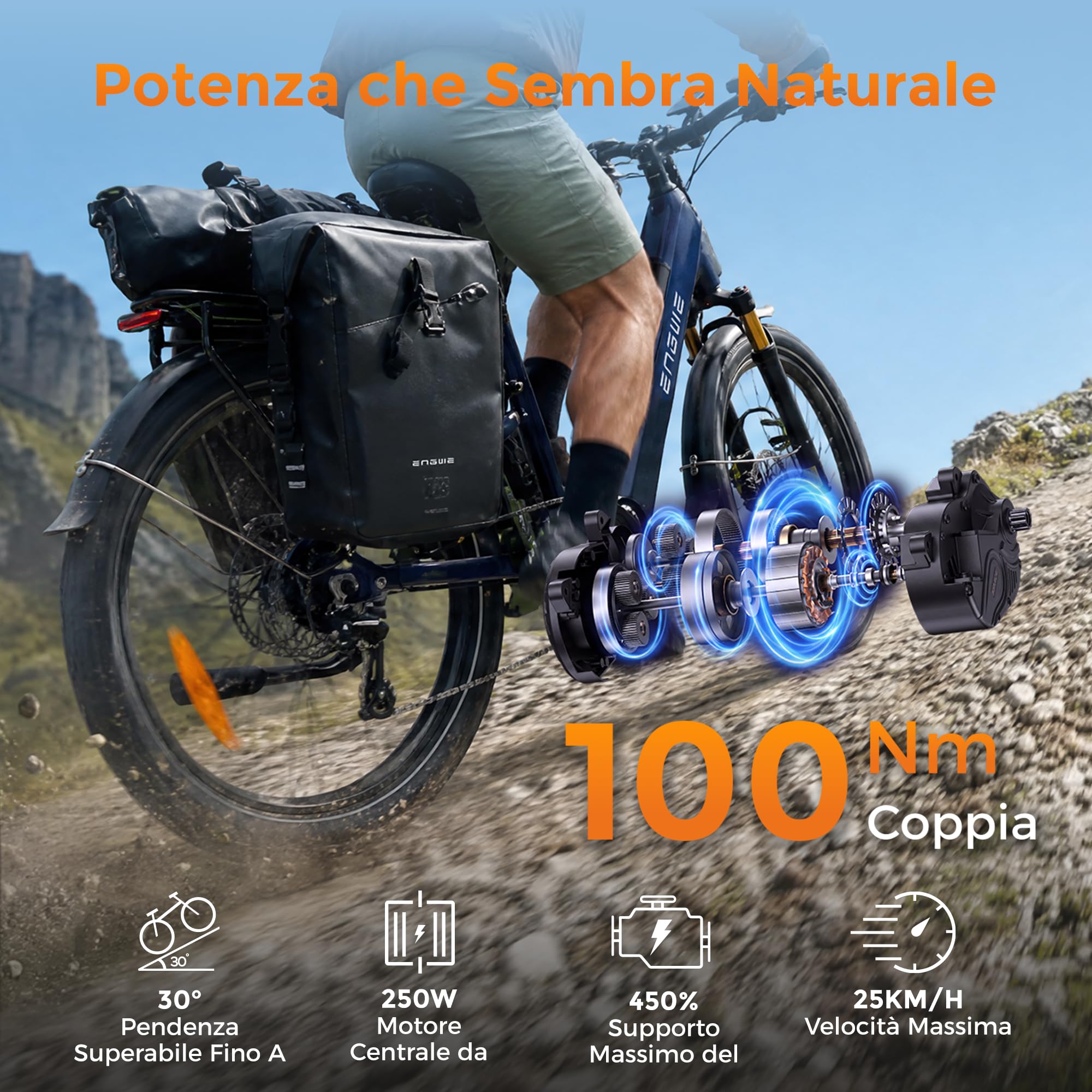ENGWE E26 3.0 PRO Bici Elettrica Mid-Drive da 100 Nm | Uomo e Donna, Sospensioni integrali e sistema di Sospensioni a 4 Bracci, IOT e App, Ricarica in 4 ore, 48 V 15 Ah, 135 km