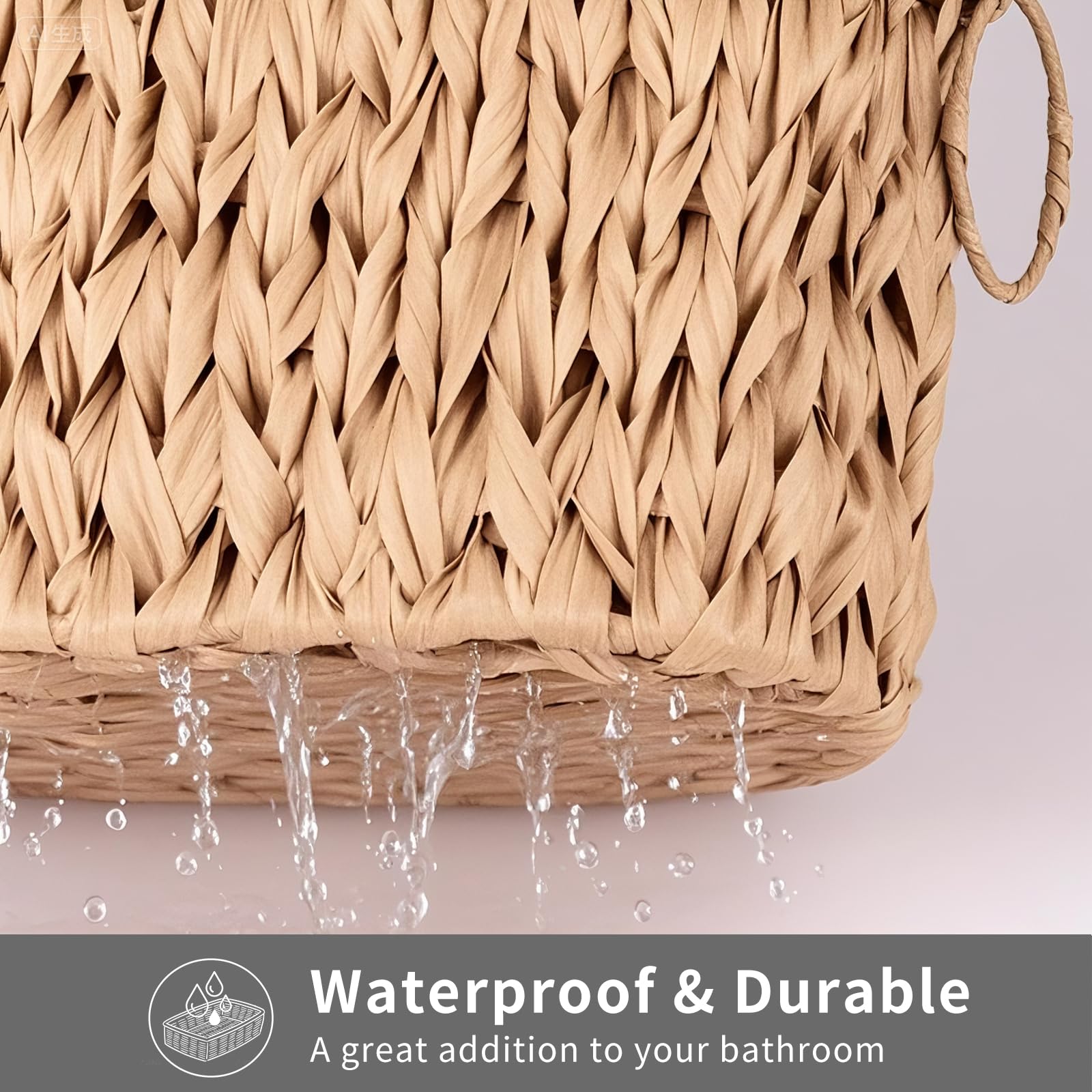 Cesta de almacenamiento de papel higiénico trenzada, contenedor de papel higiénico, organizador de baño, cesta de almacenamiento, revistas y periódicos, color marrón claro