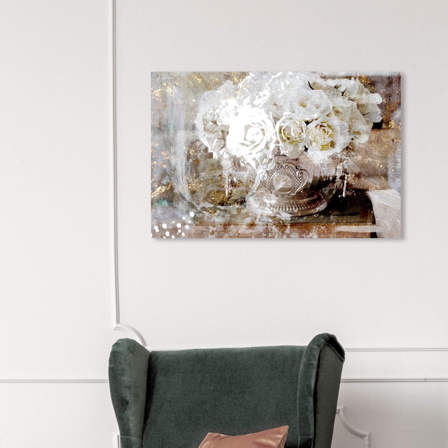 The Oliver Gal Artist Co. Floral Wall Art Canvas Prints 'Serving Roses' Home Décor, 36" x 24", Tan
