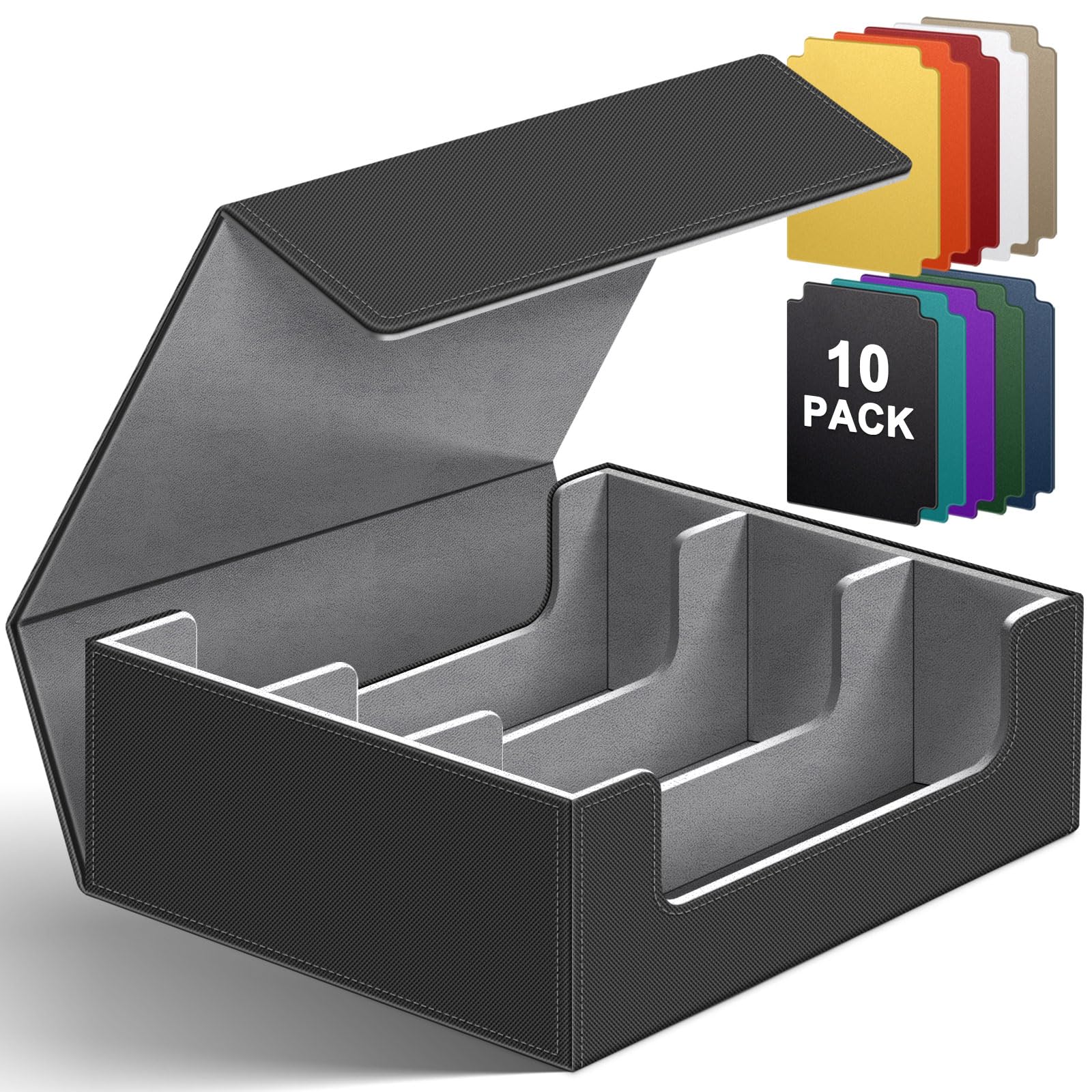 Homthy 1800+ Card Deck Case for Trading Cards, Leather Magnetic Closure Commander Card Storage Box Magic Card Protectors Fit for MTG TCG and Sport Cards