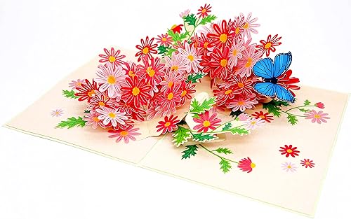 Miniatura 9 de PopLife Tarjeta desplegable 3D de margaritas coloridas con margaritas para el día de la madre, tarjeta de cumpleaños, aniversario, agradecimiento,