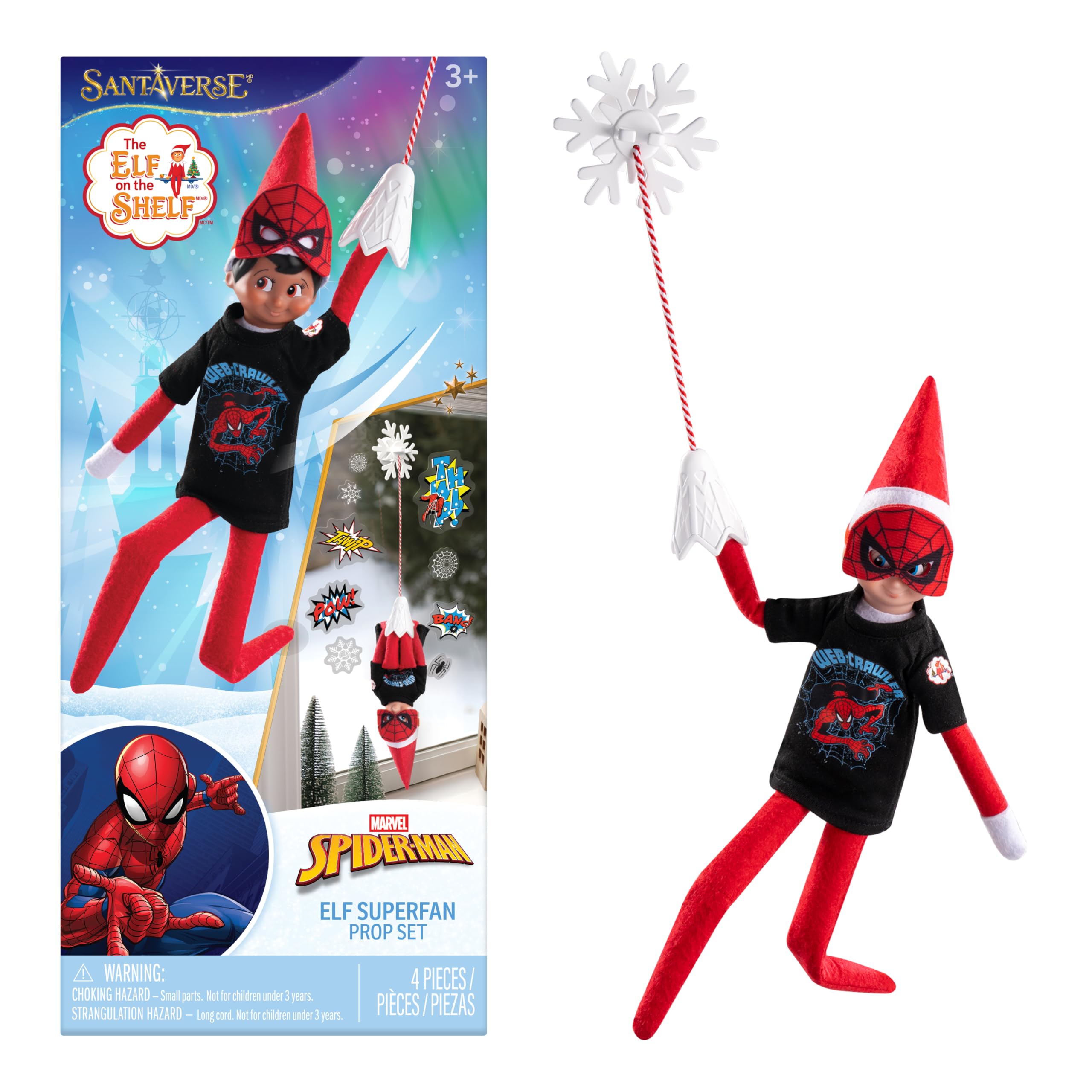 The Elf on the Shelf Marvel Spider-Man Superfan Prop Set | Includes t-shirt, mask and posing props, for easy Elf scenes, ages 3+, Scout Elf not included