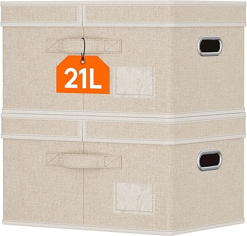 Miniatura 11 de Lifewit Contenedores Grandes de Almacenamiento de Ropa con Tapas, Cajas de Almacenamiento Plegables de Tela con Asas, Organizador Decorativo de