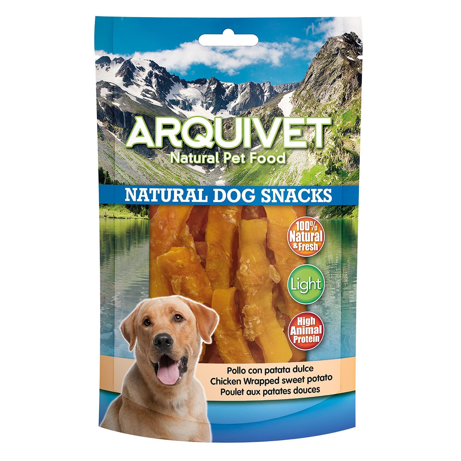 ARQUIVET Pack 12 Unidades Snacks Pollo con Patata Dulce 100 g - Natural Dog Snacks - 100% Natural - Chuches, premios, golosinas para Perros - Producto Light - Muy Rico en nutrientes