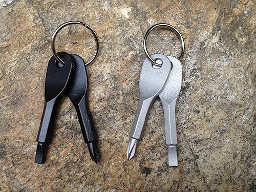 Miniatura 7 de eklorn multifuncional al aire última intervensión Mini Herramienta Destornillador de bolsillo con llavero (2 pieza Negro y 2 pieza Plata)