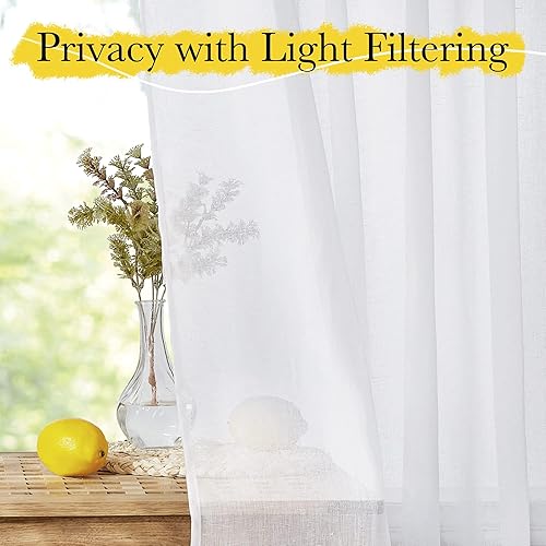 Miniatura 10 de NICETOWN Cortinas traslúcidas de lino, cortinas verticales semitransparentes con bolsillo para barra, privacidad con filtro de luz, 45 pulgadas de