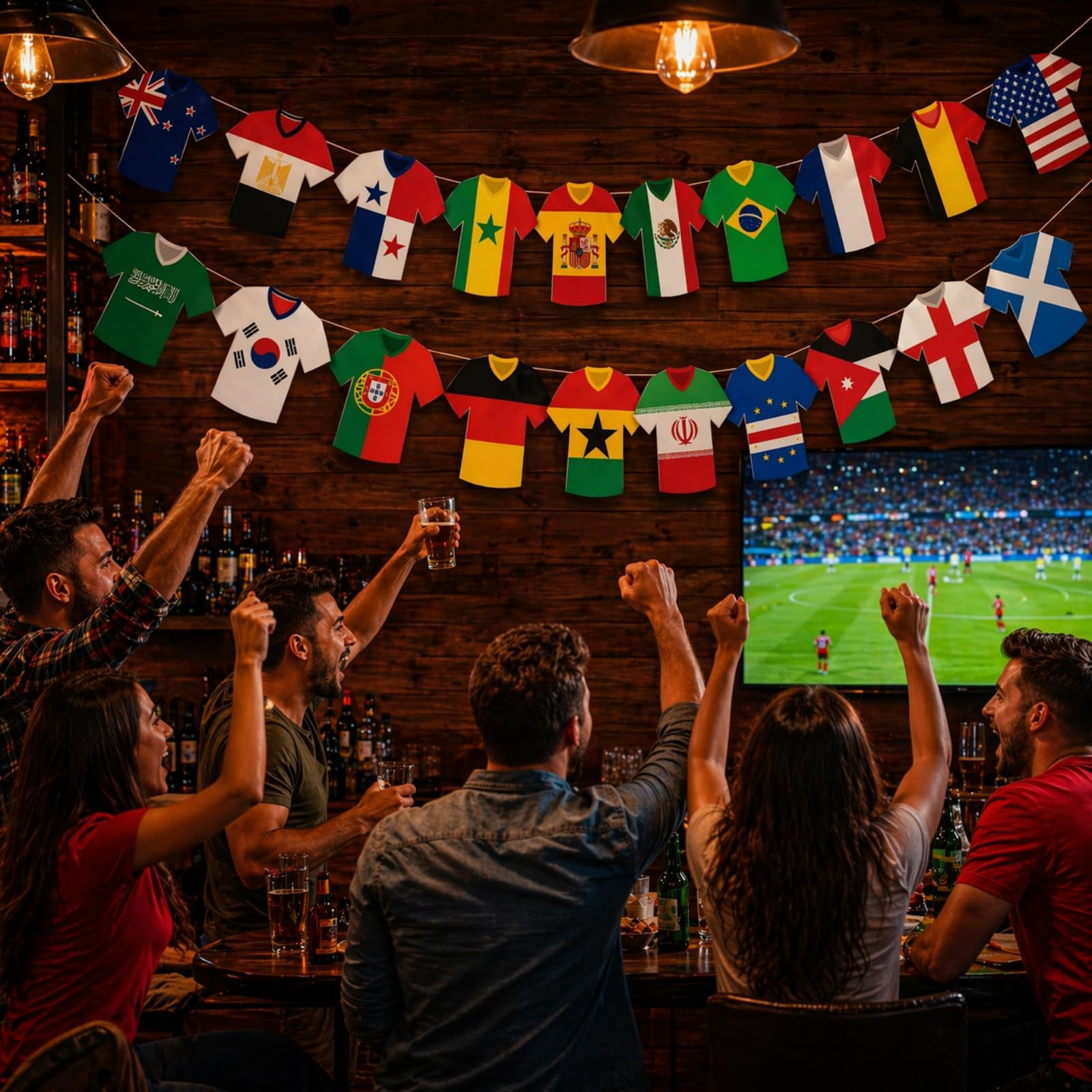 World Cup Football 2026 Decorations Banner Jersey Flags, Football World Cup 2026 Party Supplies, World Cup Wall Decor 2026 for Home Office Pub, Soccer Watch Party Decorations for Fans, BBQ — view 5