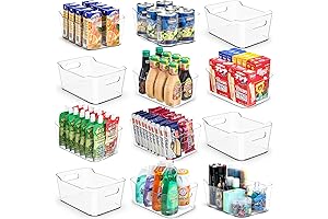 12 Clear Plastic Storage Bins for Kitchen Organization and Pantry Storage