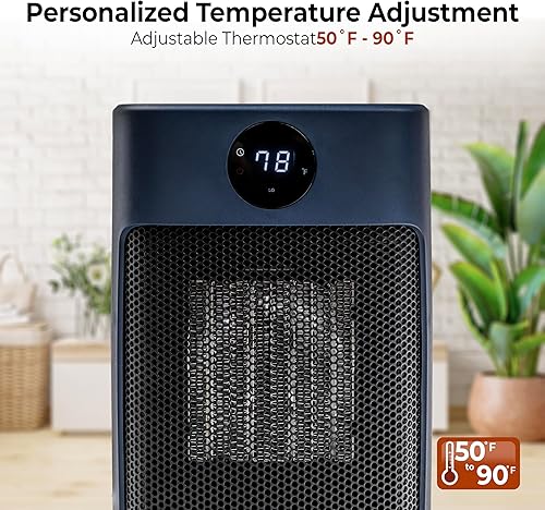 Miniatura 3 de Comfort Zone Calentador oscilante de escritorio con control remoto para uso en interiores, termostato ajustable, protección contra