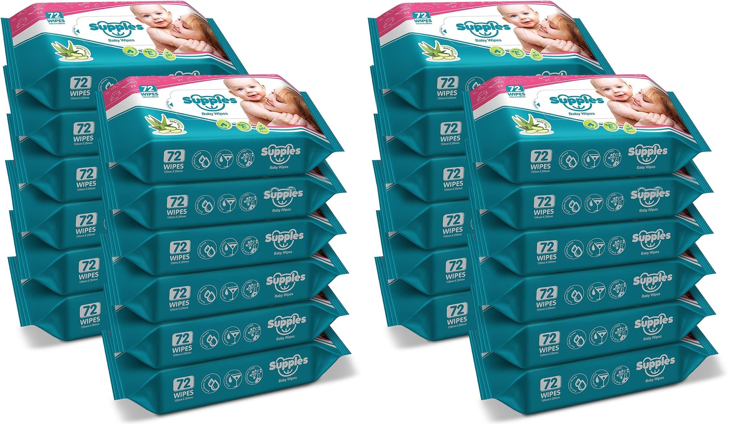 Amazon Brand - Supples Baby Wipes | 864 Wipes | 72 Wipes x 24 Packs | Enriched With Aloe Vera and Vitamin E | Alcohol-Free and Paraben-Free | Pure Water-Based formulation-image-38