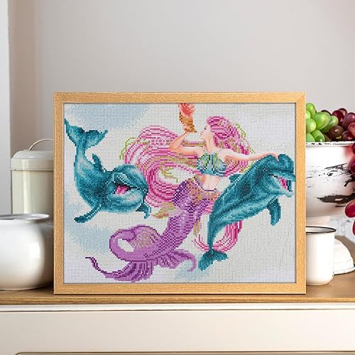 Miniatura 4 de DIAMOND ART BY LEISURE ARTS Kits de pintura de diamantes para adultos de 14 x 16 pulgadas, sirena avanzada y amigos, taladro completo, kits de arte,