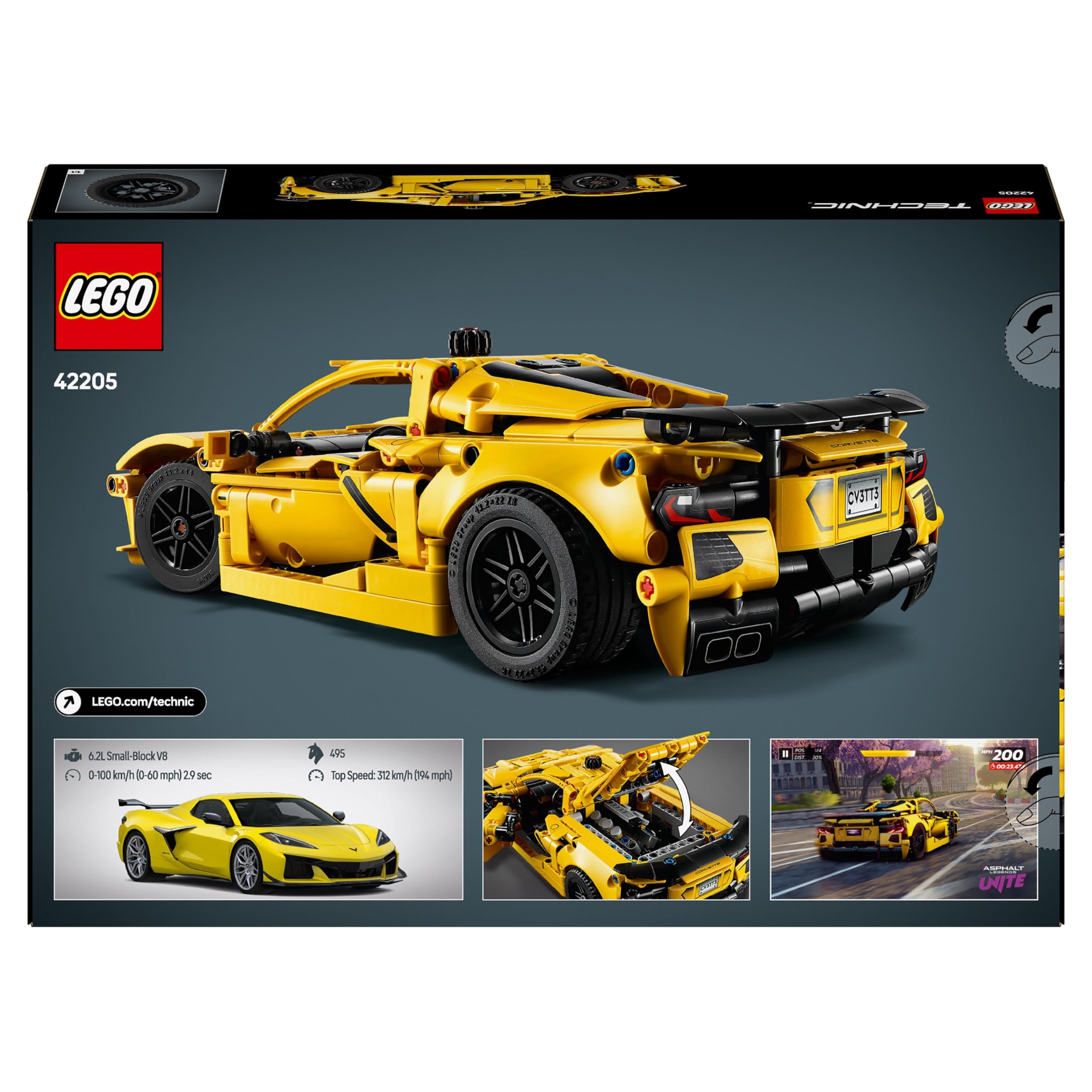 LEGO Technic Chevrolet Corvette Stingray 42205 | Model samochodu, klocki konstrukcyjne, prezent dla fana motoryzacji, zabawka edukacyjna dla dzieci 9+, 732 elementy