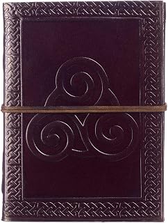 Diario de piel con trisquel celta | 13,5 cm x 18,5 cm | Hecho a mano, comercio justo y ecológico Cuaderno encuadernado en piel para hombres y mujeres