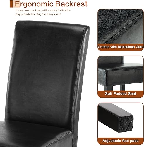 Miniatura 3 de thksbought Juego de 6 sillas de comedor modernas tapizadas de poliuretano, sillas de cocina y comedor de diseño elegante con respaldo alto, patas de