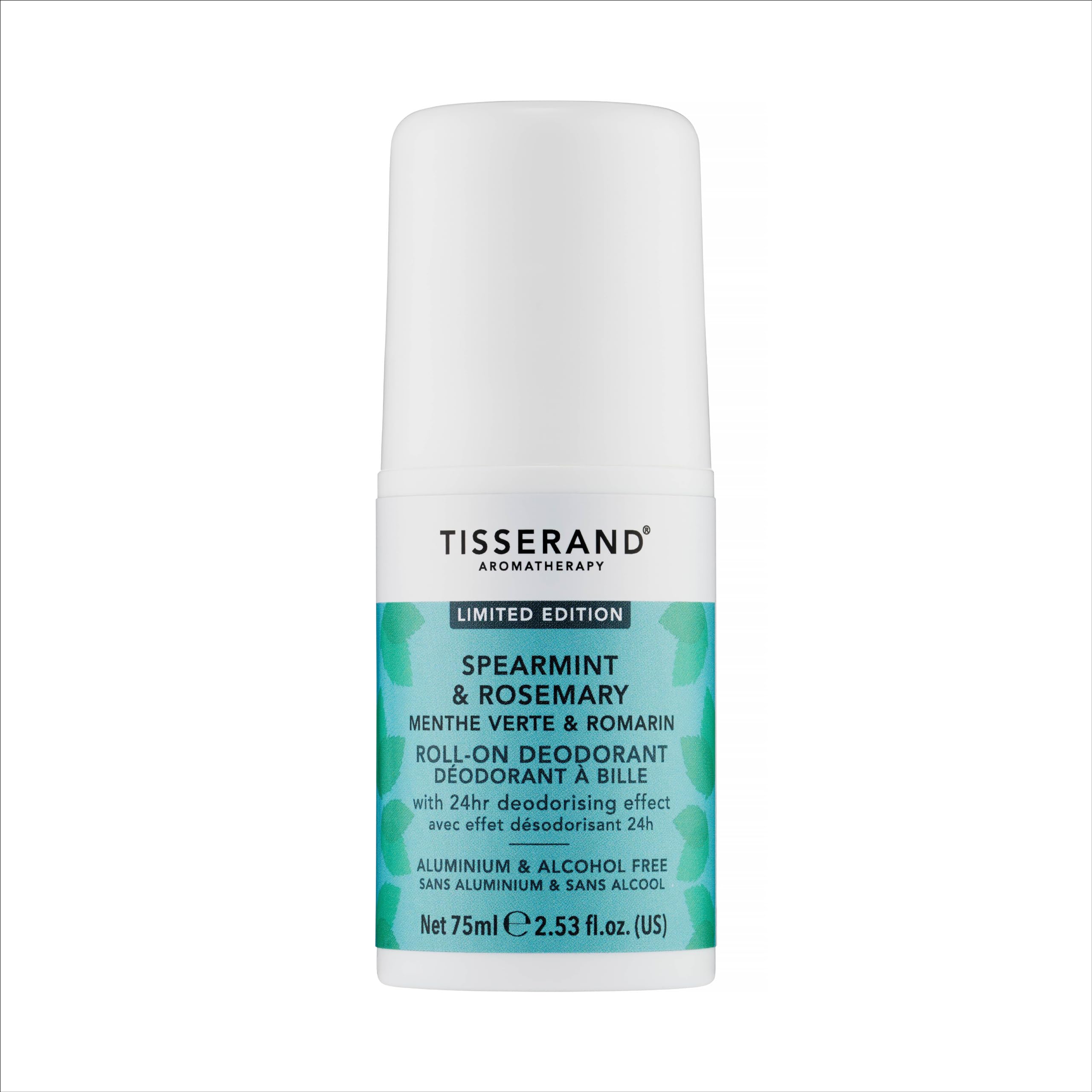 Tisserand - Natural Roll-On Deodorant - Spearmint & Rosemary - Unisex - 75ml - Organic & Long-Lasting Protection - 1 x Deodorant Bottle